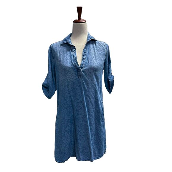 Cloth & Stone Anthropologie Chambray Shirt Dress Size‎ Small Blue Tencel Midi - Picture 1 of 9